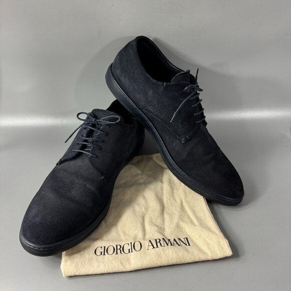 Giorgio Armani Men's Perforated Suede Sport Derby Shoes Size 11 - Picture 1 of 14